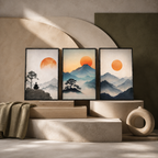Amber Horizon — Mountain Landscape Framed Wall Art | GH-F005