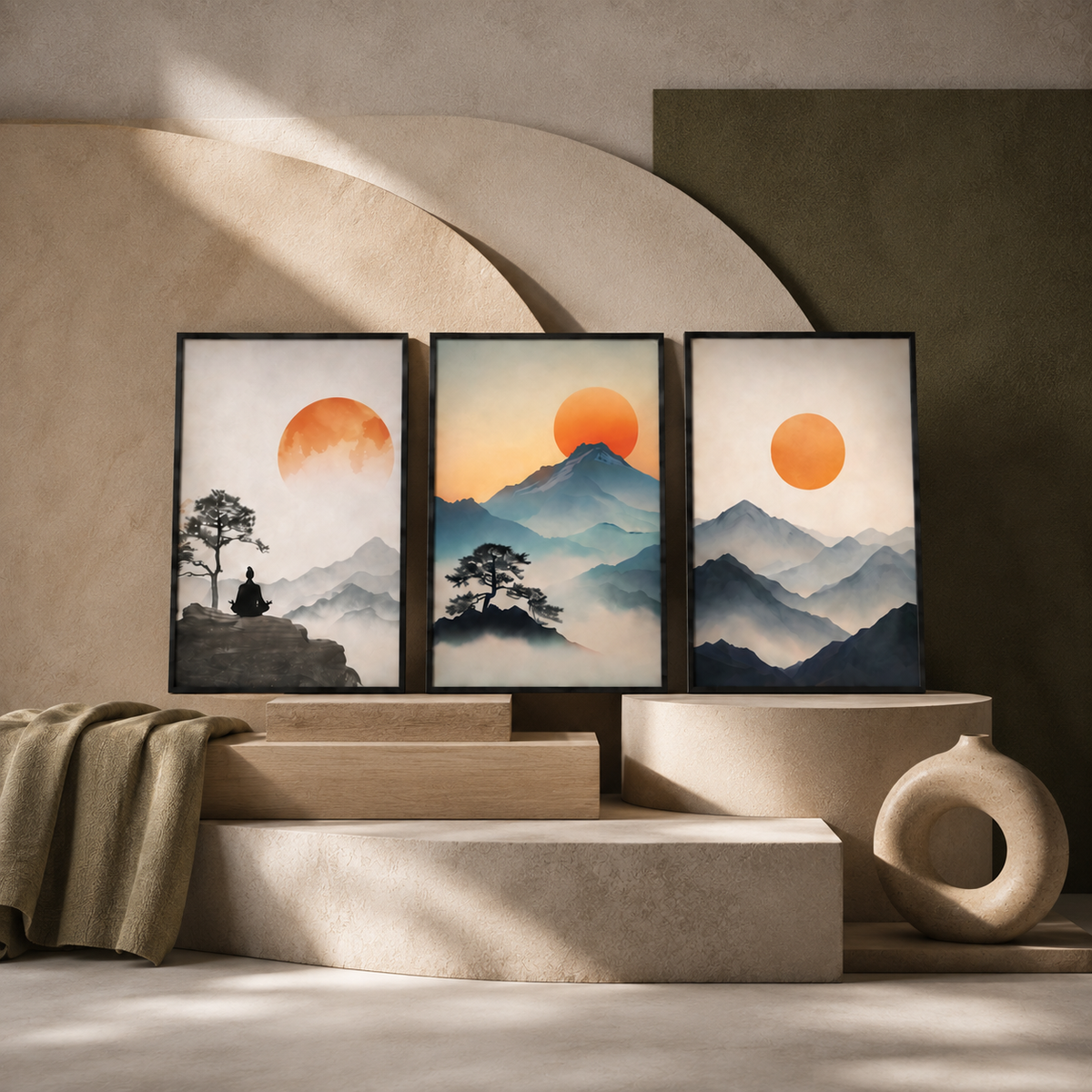 Amber Horizon — Mountain Landscape Framed Wall Art | GH-F005
