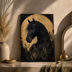 Midnight Majesty — Black Horse Framed Wall Art | GH-F011