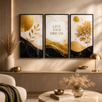 لوحة طموحات ذهبية — نباتات وعبارات تحفيزية | GH-F032