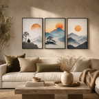 Amber Horizon — Mountain Landscape Framed Wall Art | GH-F005