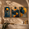 Gilded Eclipse — Celestial Abstract Framed Wall Art | GH-F018