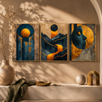 Gilded Eclipse — Celestial Abstract Framed Wall Art | GH-F018