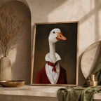 Crimson Gentleman — Whimsical Goose Portrait Framed Wall Art | GH-F027
