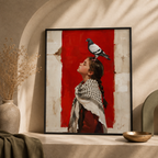 Crimson Dove — Symbolic Portrait Framed Wall Art | GH-F013