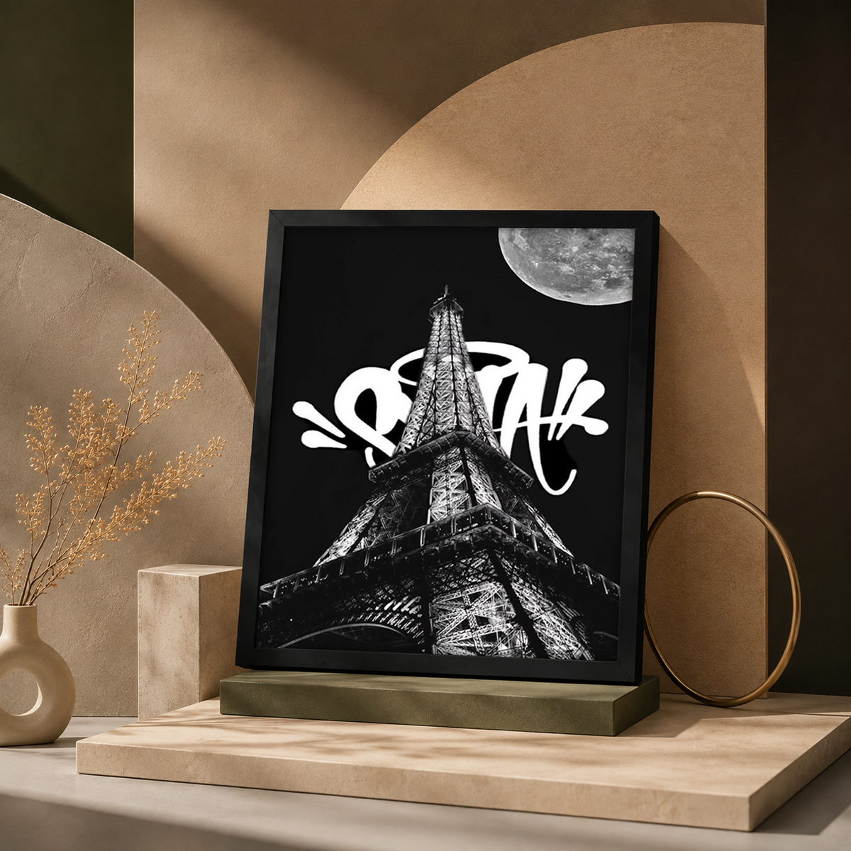 Midnight in Paris — Eiffel Tower Monochrome Framed Wall Art | GH-F065