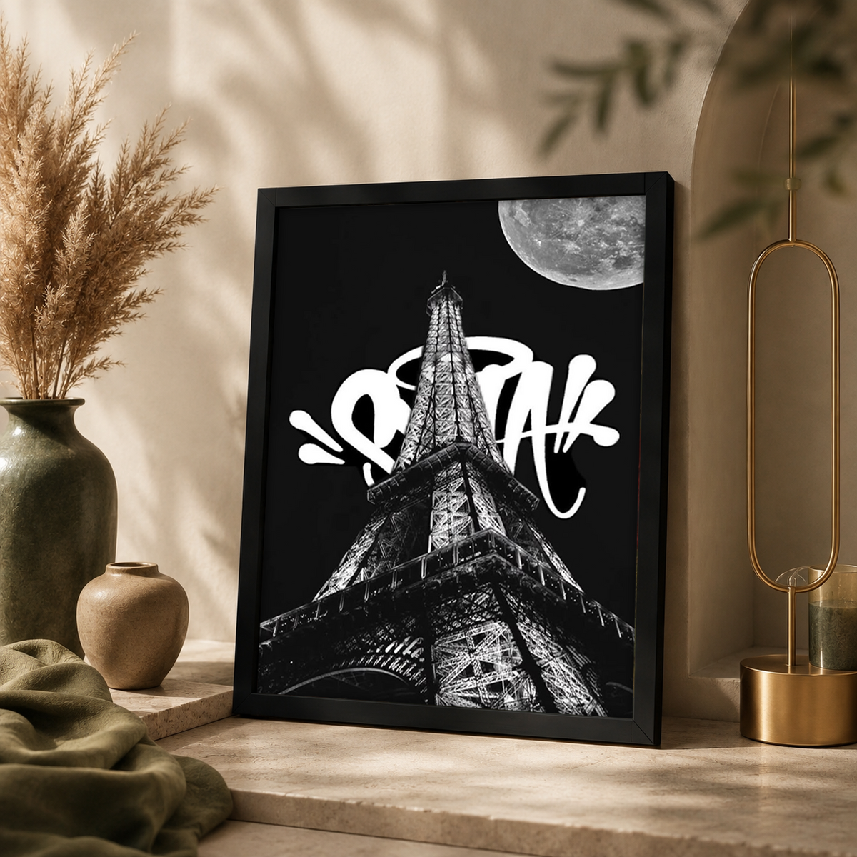 Midnight in Paris — Eiffel Tower Monochrome Framed Wall Art | GH-F065