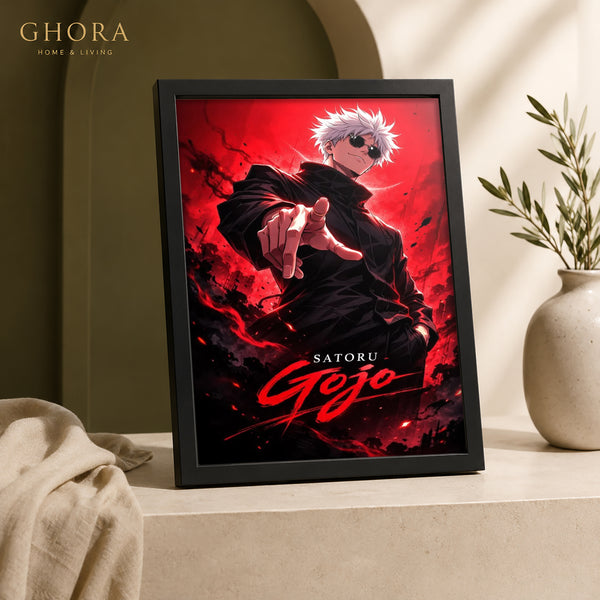 Crimson Sorcerer — Satoru Gojo Anime Framed Wall Art | GH-F115