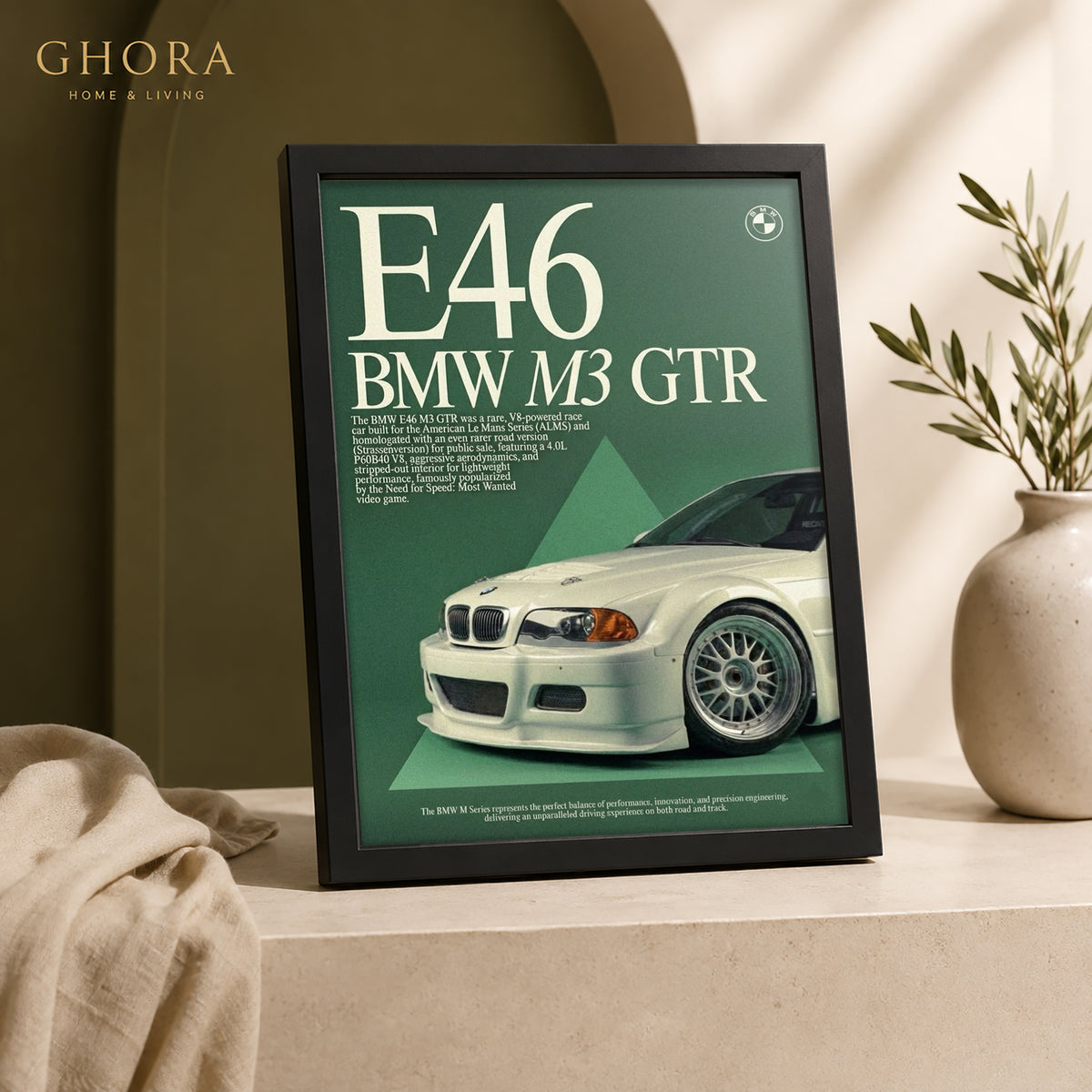 E46 Legend — BMW E46 M3 GTR Automotive Framed Wall Art | GH-F142