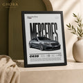 C63S Silver — Mercedes C63S Automotive Framed Wall Art | GH-F152