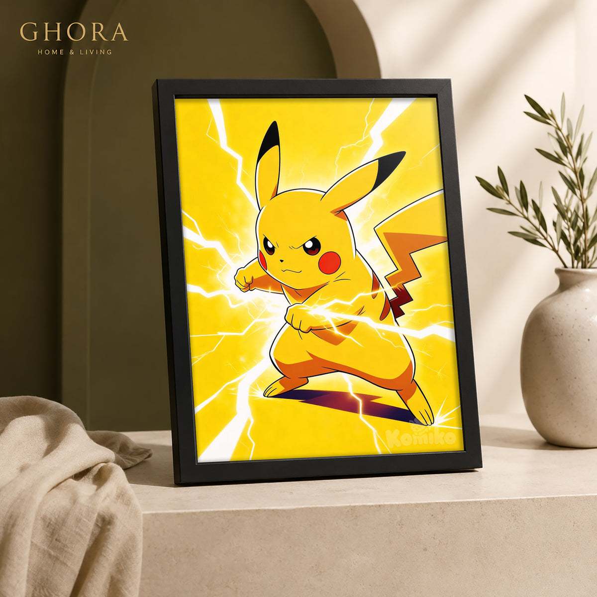 Pikachu Thunder — Pikachu Cartoon Framed Wall Art | GH-F189