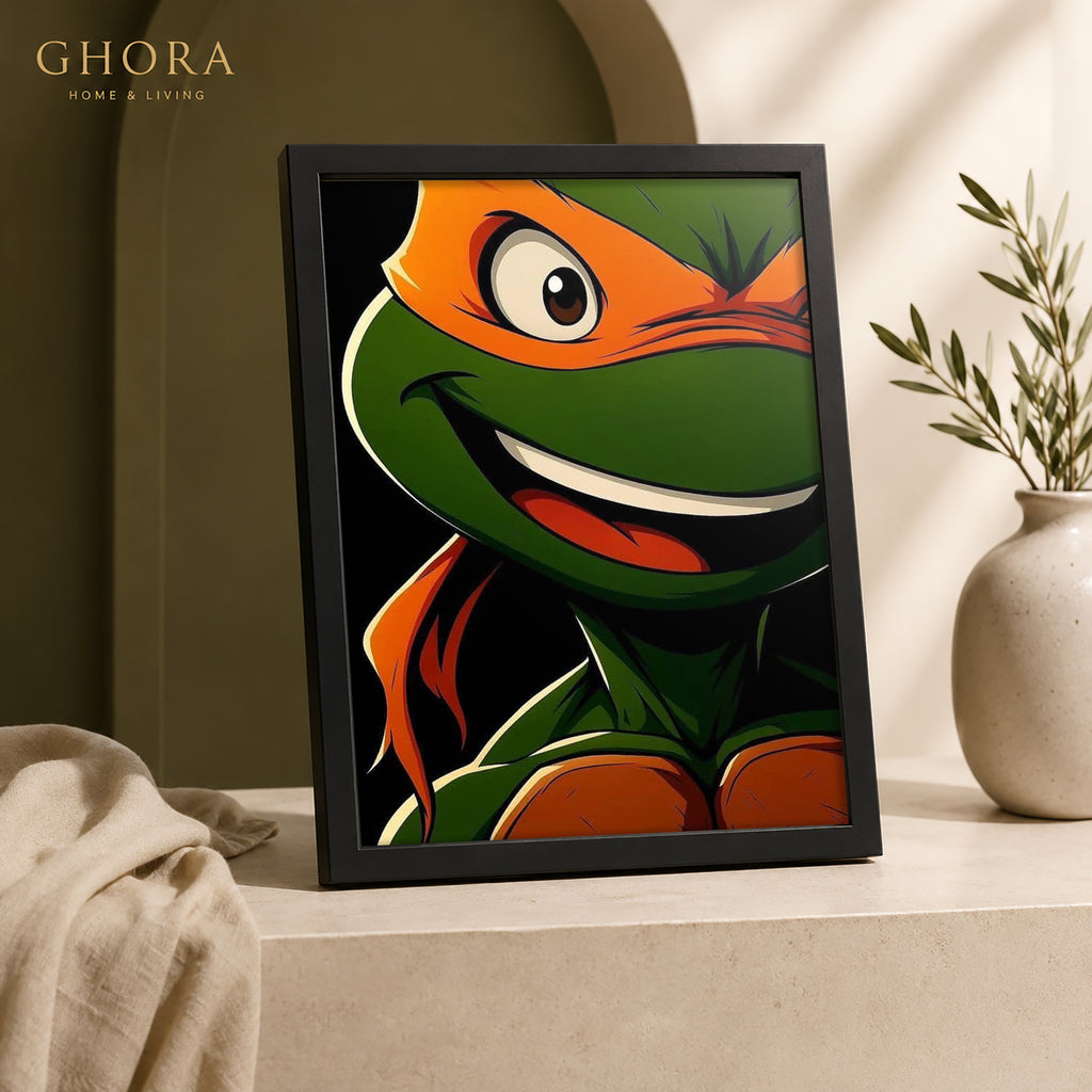 Michelangelo Close-Up — Michelangelo Cartoon Framed Wall Art | GH-F214