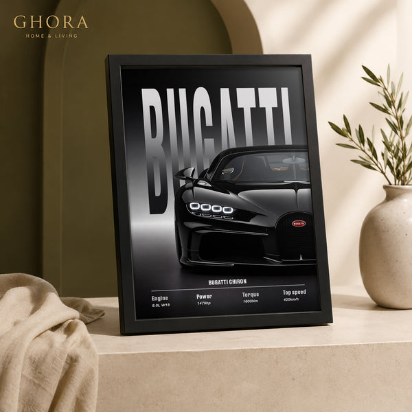 Bugatti Black — Bugatti Chiron Automotive Framed Wall Art | GH-F227