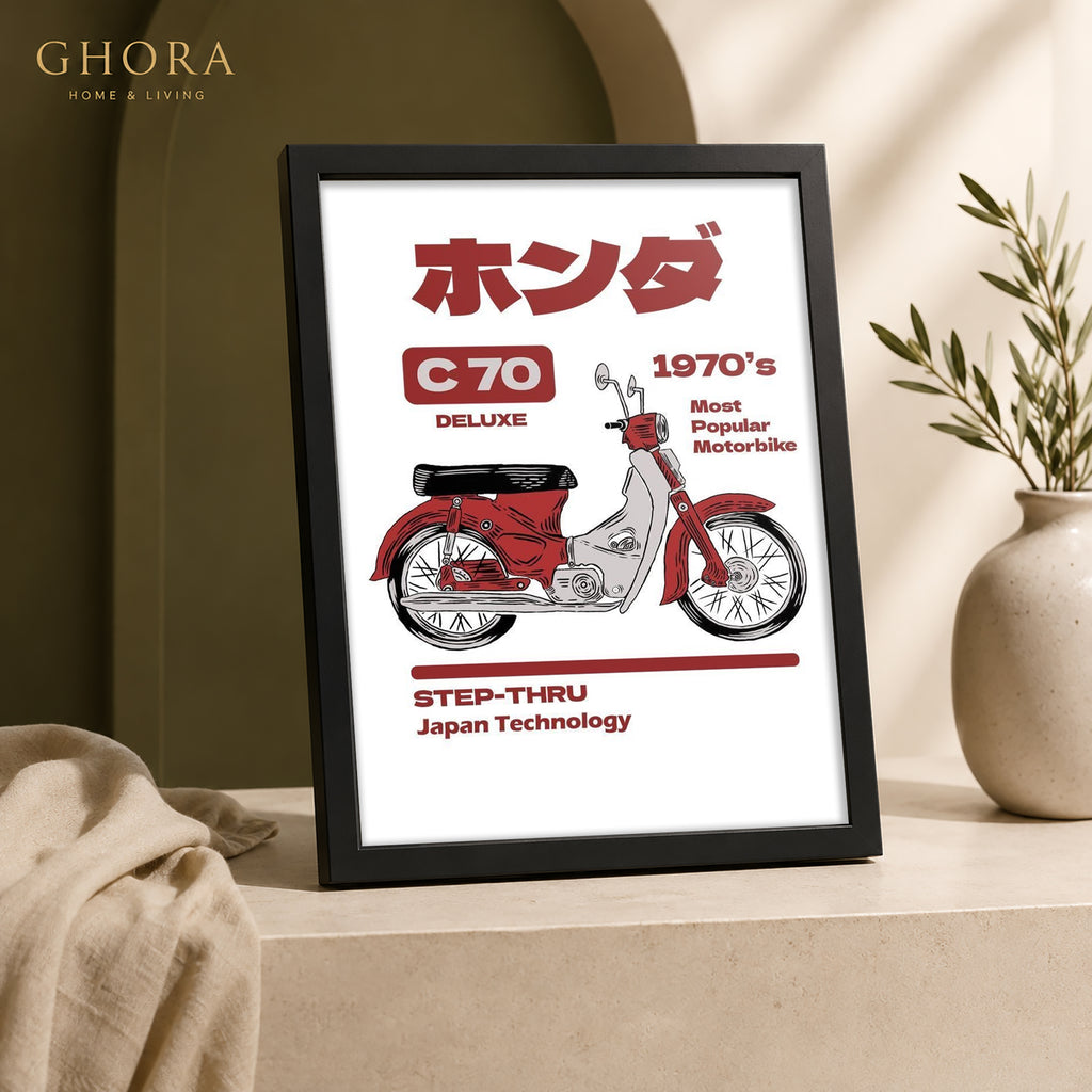Super Cub C70 — Honda C70 Motorcycle Framed Wall Art | GH-F267