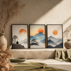 Amber Horizon — Mountain Landscape Framed Wall Art | GH-F005