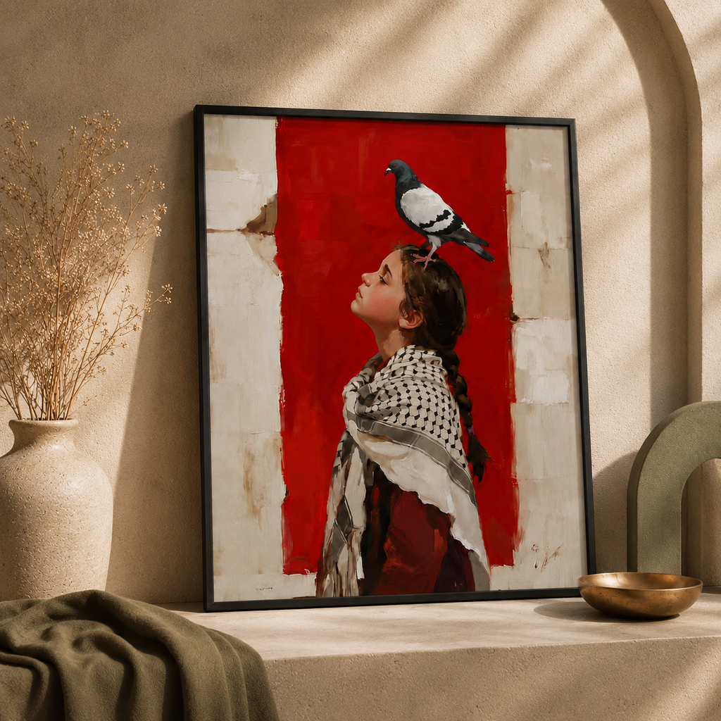 Crimson Dove — Symbolic Portrait Framed Wall Art | GH-F013